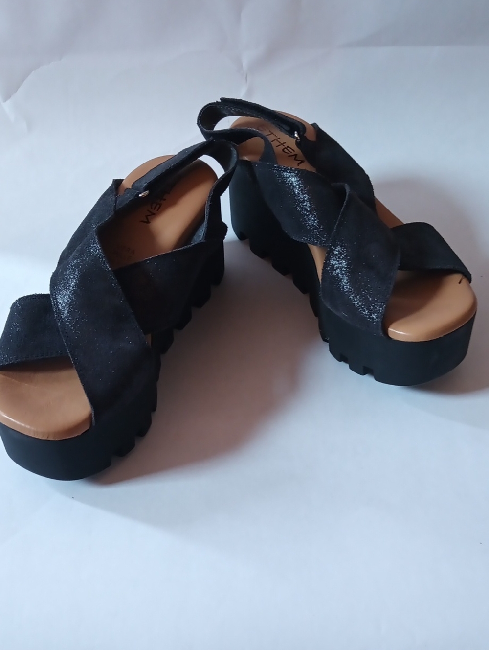 Ethem Vera Pelle Black Wedge Sandals - Size 37 (US 6.5) Made in Italy NWOT